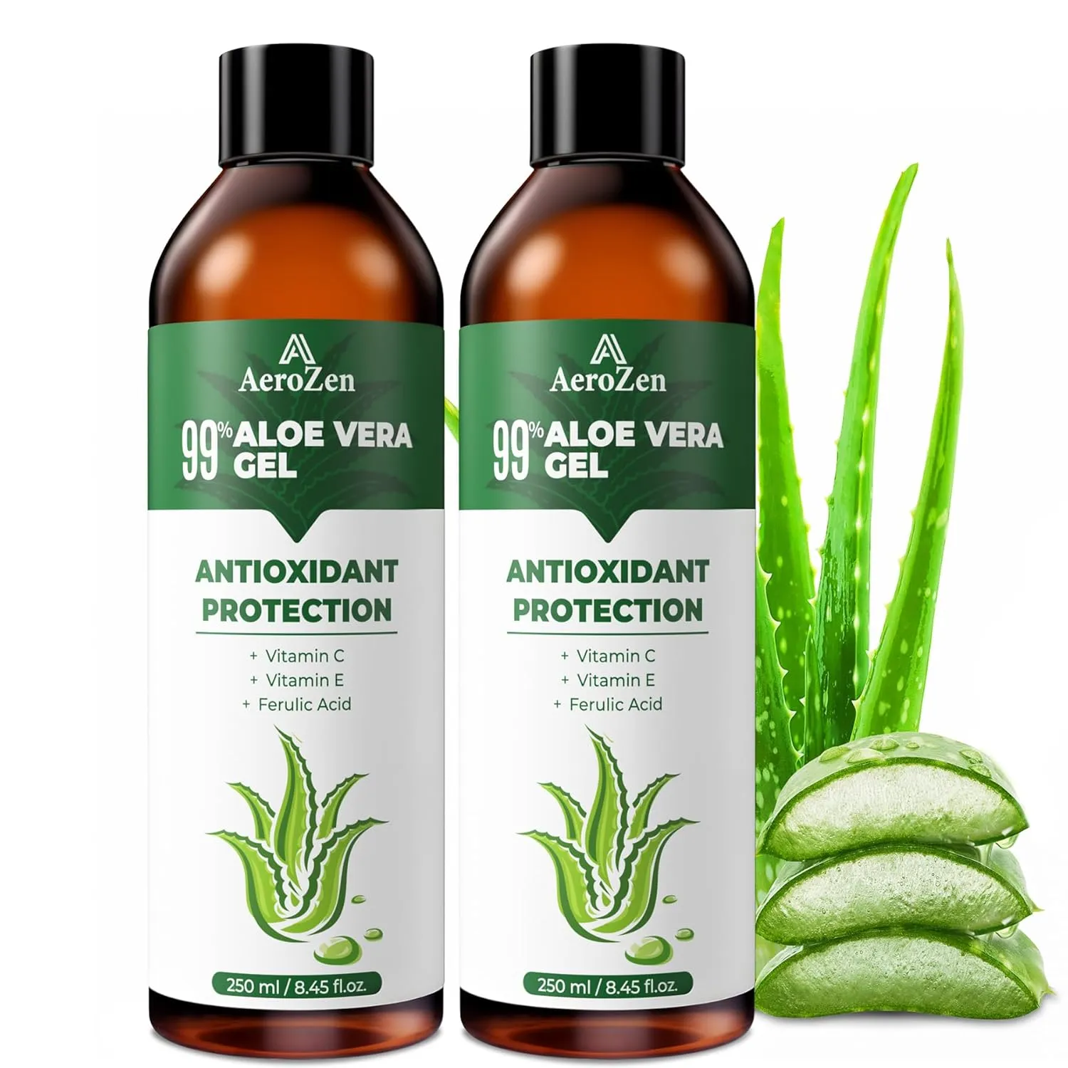 99% Pure & Natural Aloe Vera Gel - 2-Pack (250ML x 2/16.9oz Total) | Bulk Hydration for Family Use | Non-Greasy, Alcohol-Free Formula