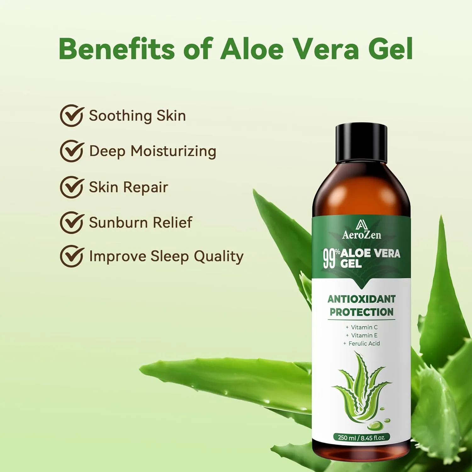 99% Pure & Natural Aloe Vera Gel - 2-Pack (250ML x 2/16.9oz Total) | Bulk Hydration for Family Use | Non-Greasy, Alcohol-Free Formula