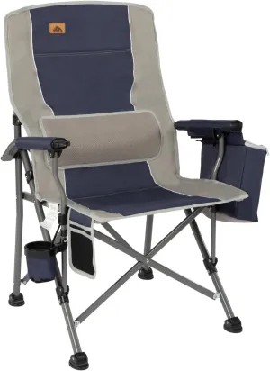 Ablazer Camping Chairs for Adults, Support 350 LBS Folding Chairs for Outside, Lawn Chairs Heavy Duty with Cooler Bag & Cup Holder (Blue & Grey)