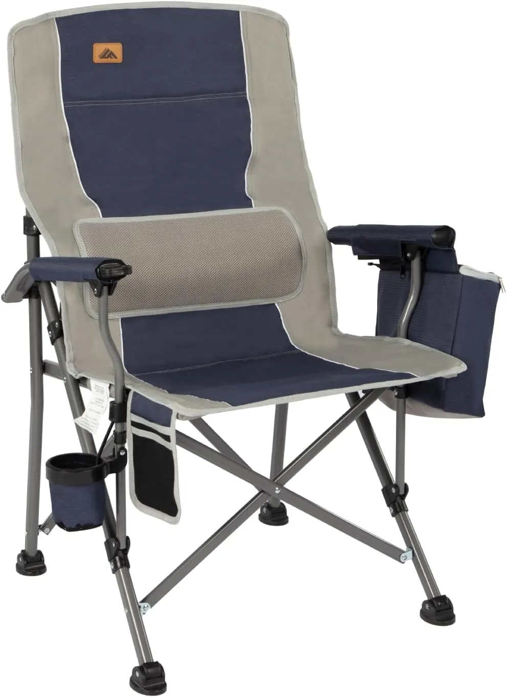 Ablazer Camping Chairs for Adults, Support 350 LBS Folding Chairs for Outside, Lawn Chairs Heavy Duty with Cooler Bag & Cup Holder (Blue & Grey)