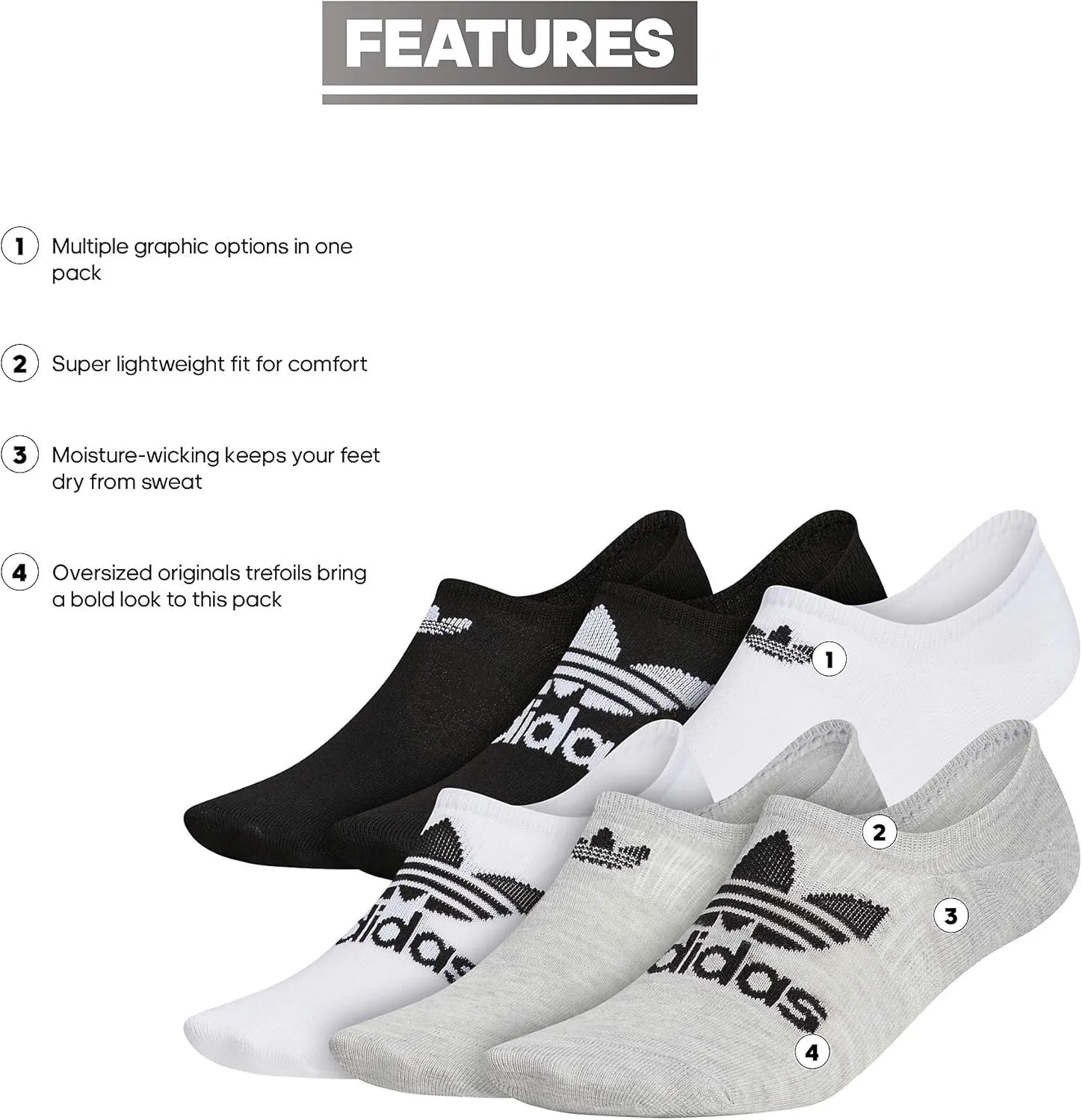 adidas Originals Men's Classic Trefoil Superlite Super No Show Socks (6-Pair)