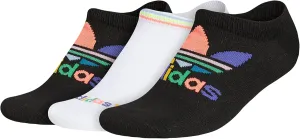adidas Originals Women's Trefoil No Show Socks (3-Pair), Black/White/Pride, Medium