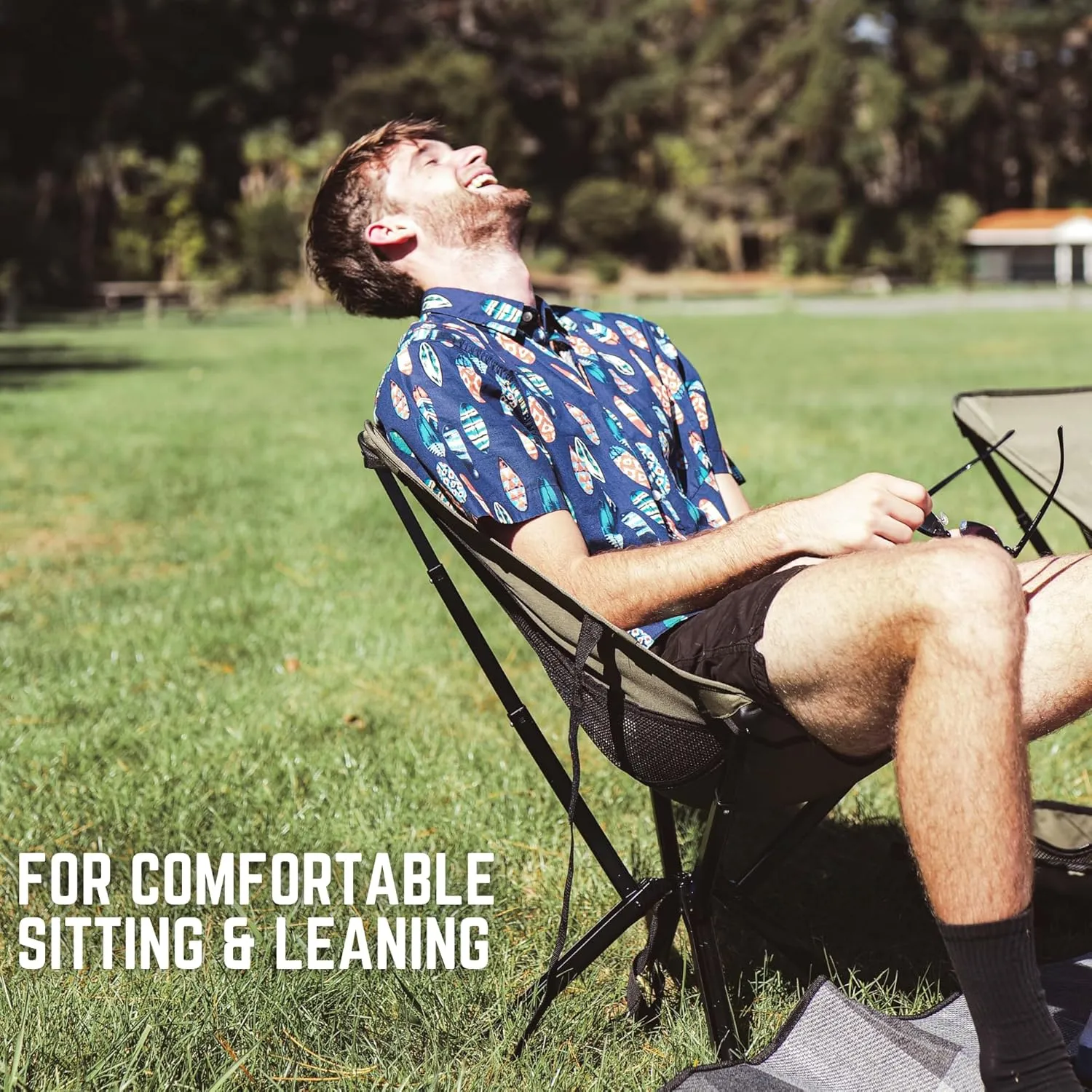 ADJ-Q2 Portable Camping Chair - Adjustable Height Folding Chair, Compact Collapsible Chair, Heavy Duty Outdoor Chair for Camping, Beach, Sports, Supports 350LBS, Leg-Base Enhanced - Green 2025 Edition