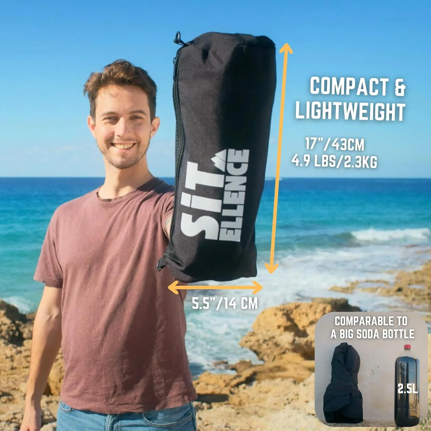 ADJ-S2 Portable Camping Chair - Adjustable Height Folding Chair, Compact Collapsible Chair Setup in 8s, Outdoor Chair for Camping, Beach, Sports/Music Events, Supports 330LBS - Black 2025 Edition