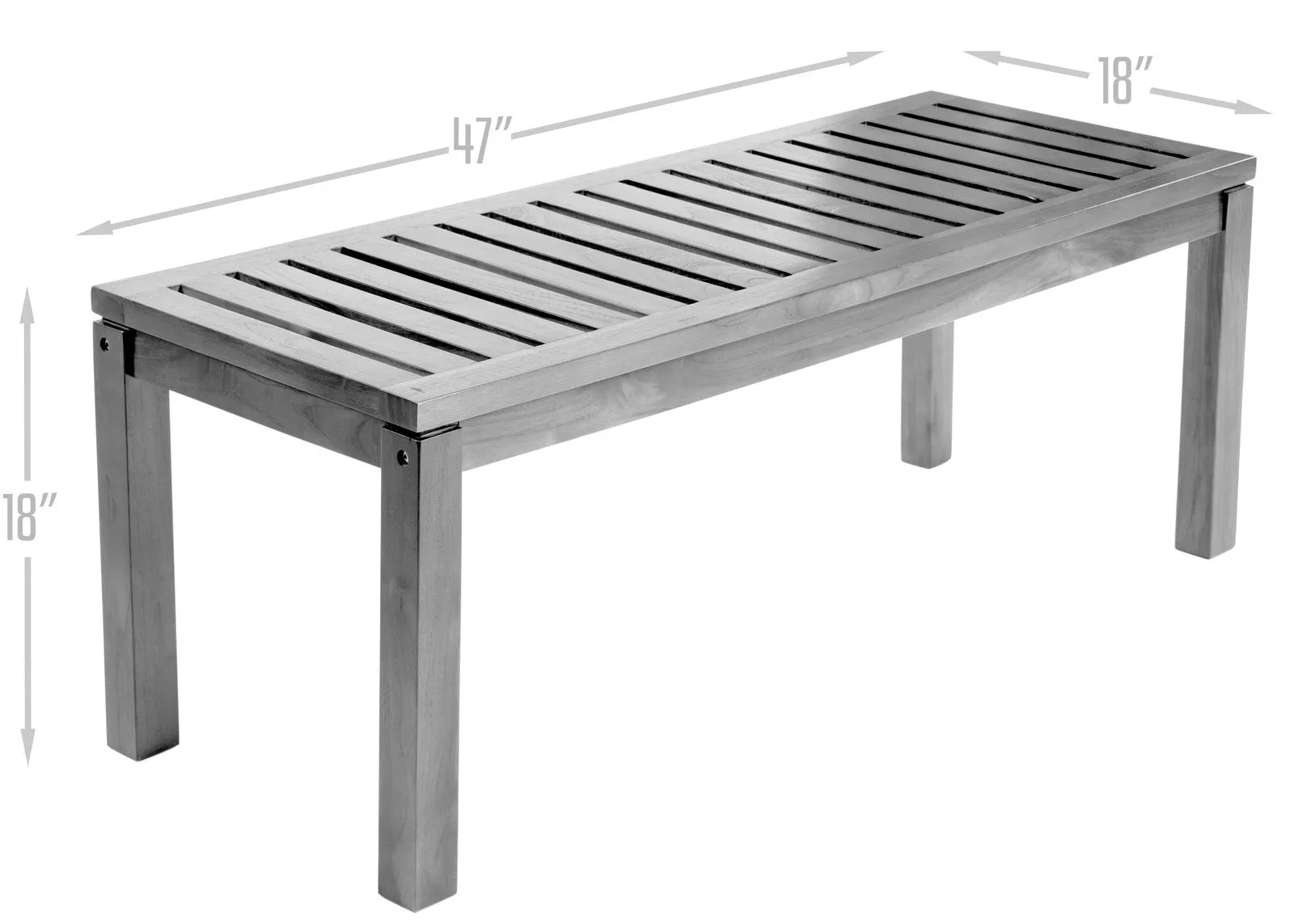 Ala Teak Indoor Outdoor Patio Garden Yard Bath Shower Spa Waterproof Stool Bench Easy Assemble