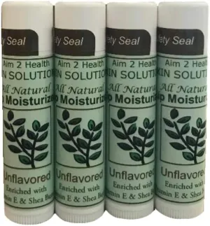 All Natural Lip Moisturizer for Dry Cracked Lips Providing Deep Moisture & Repair Special Package of 4 - .15 OZ Tubes of Lip Balms Unflavored 4 Pack in Organza Pouch