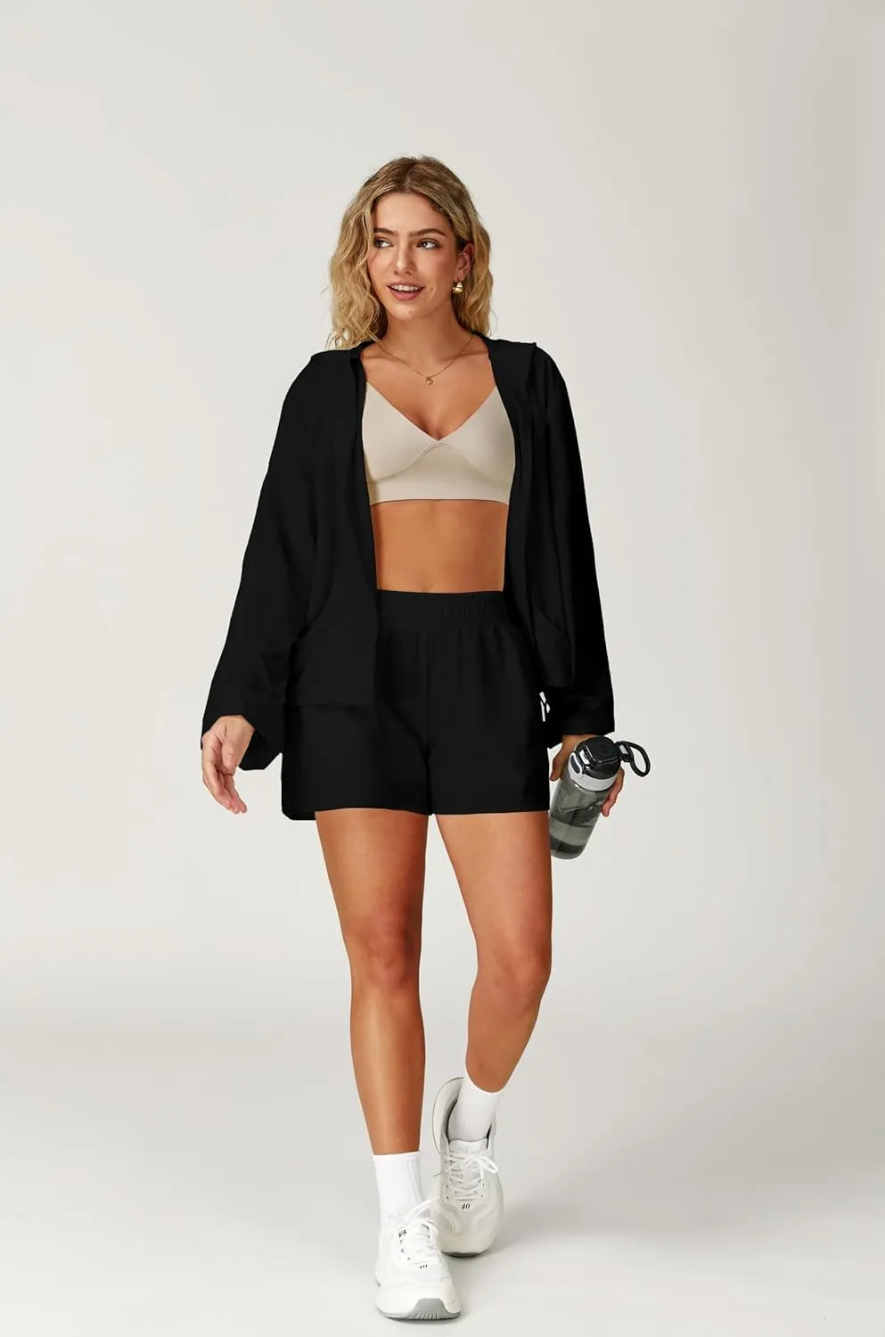 altiland Lightweight Workout Jacket for Women, Cropped Athletic Gym Running Hoodie, UV Protection Half Zip Pullover UPF 50 