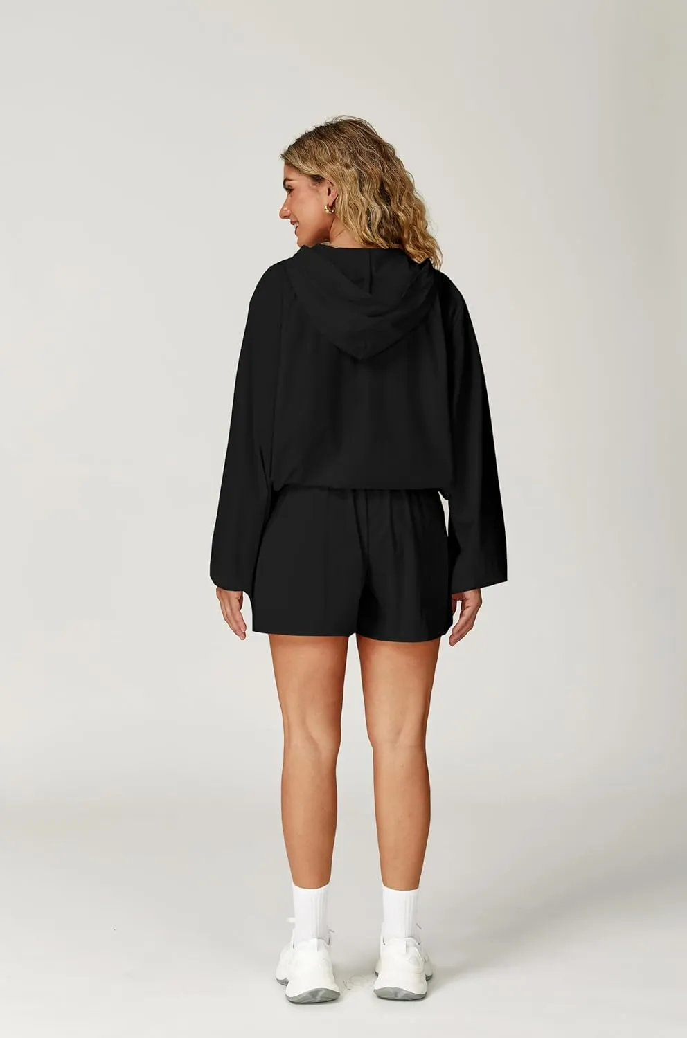 altiland Lightweight Workout Jacket for Women, Cropped Athletic Gym Running Hoodie, UV Protection Half Zip Pullover UPF 50 