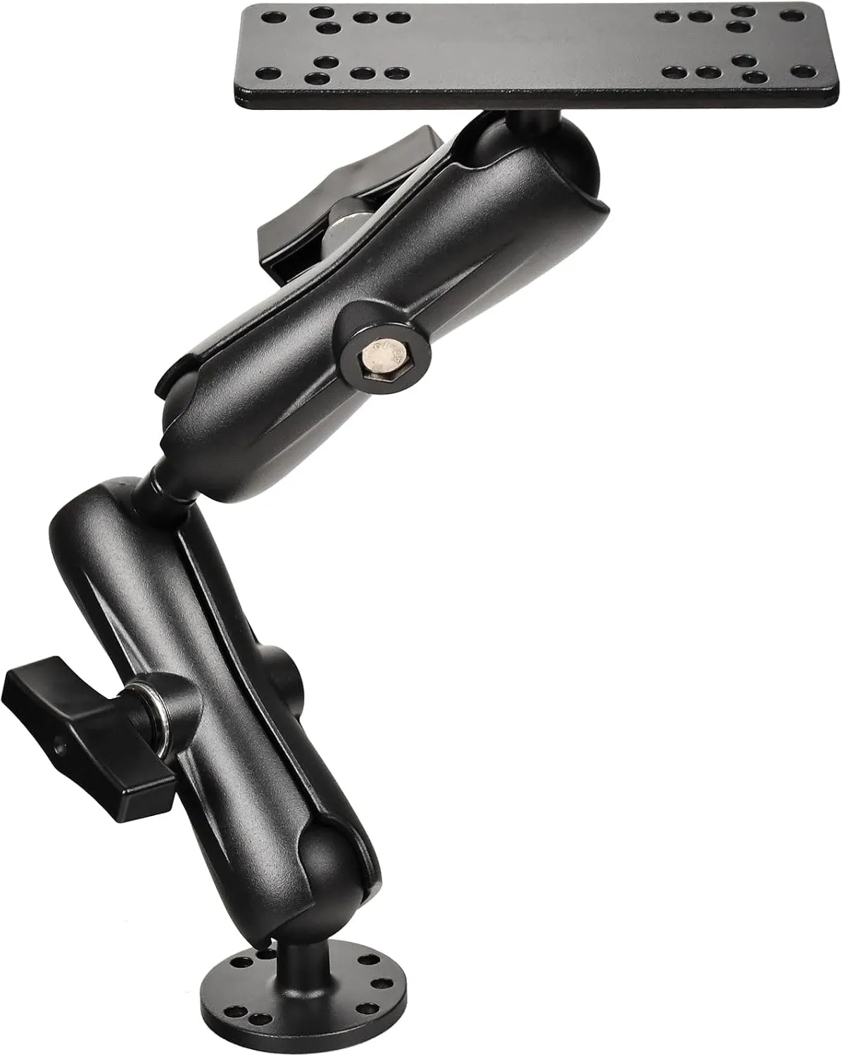 Aluminum Fish Finder Mount with 1.5'' Ball, 14.76'' Dual Rod Extended Arm for Longer Lengths, Marine Electronic Mount for Garmin, Lowrance, Humminbird, Raymarine,Compatible with RAM C-Size Kit