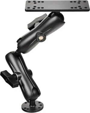 Aluminum Fish Finder Mount with 1.5'' Ball, 14.76'' Dual Rod Extended Arm for Longer Lengths, Marine Electronic Mount for Garmin, Lowrance, Humminbird, Raymarine,Compatible with RAM C-Size Kit