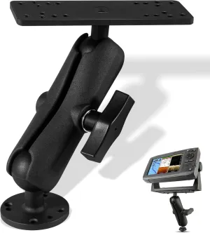 Aluminum Fish Finder Mount with 1.5" / C Size Ball, Medium Arm Marine Electronic Depth Finder Mount for Boat, 360° Rotation, Fits for Garmin, Lowrance, Humminbird, and More