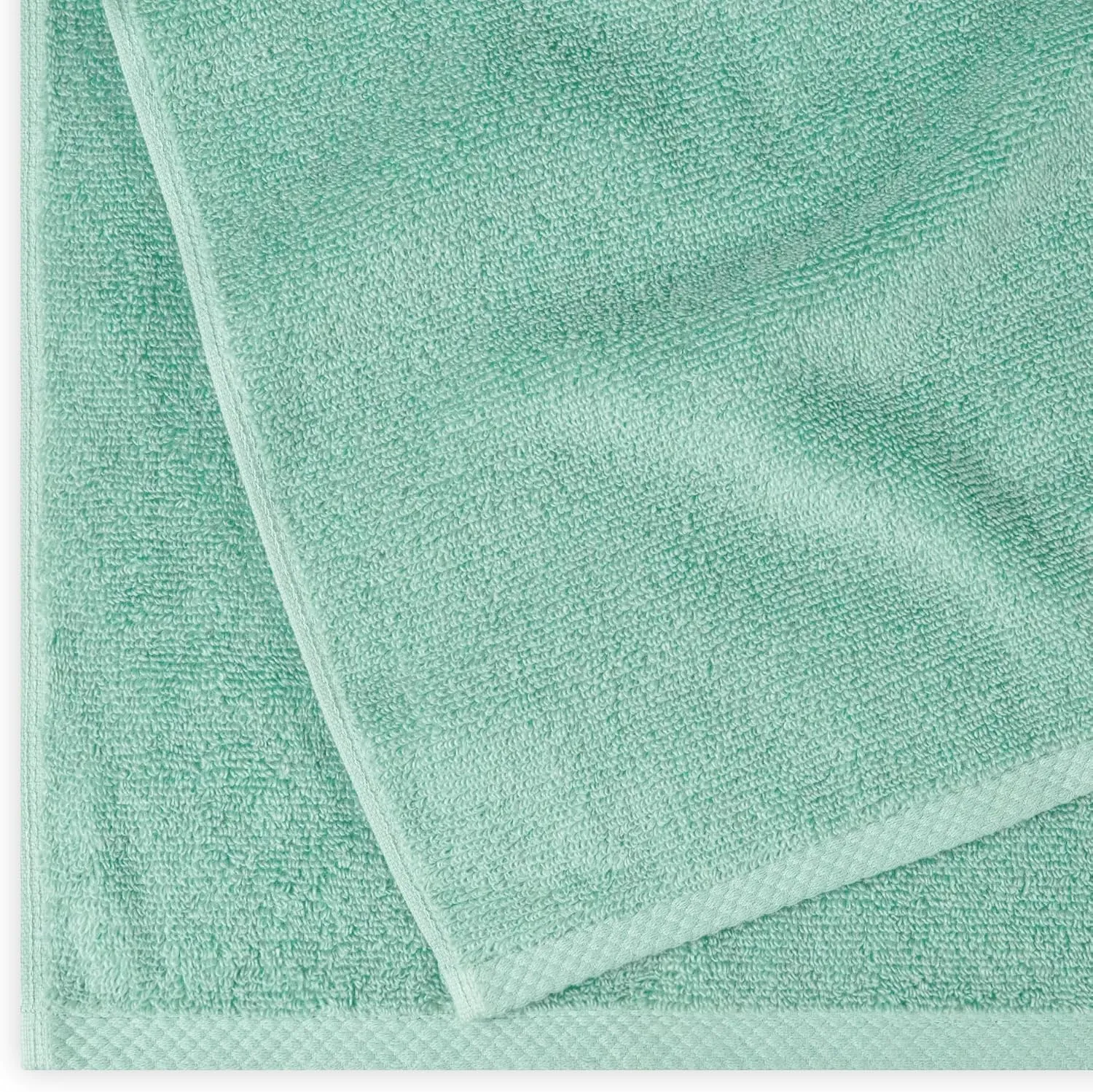 Amazon Basics 100% Cotton Quick-Dry Lightweight Moisture Absorbing Bath Towel, 2-Pack, Seafoam Green, 54" x 30"