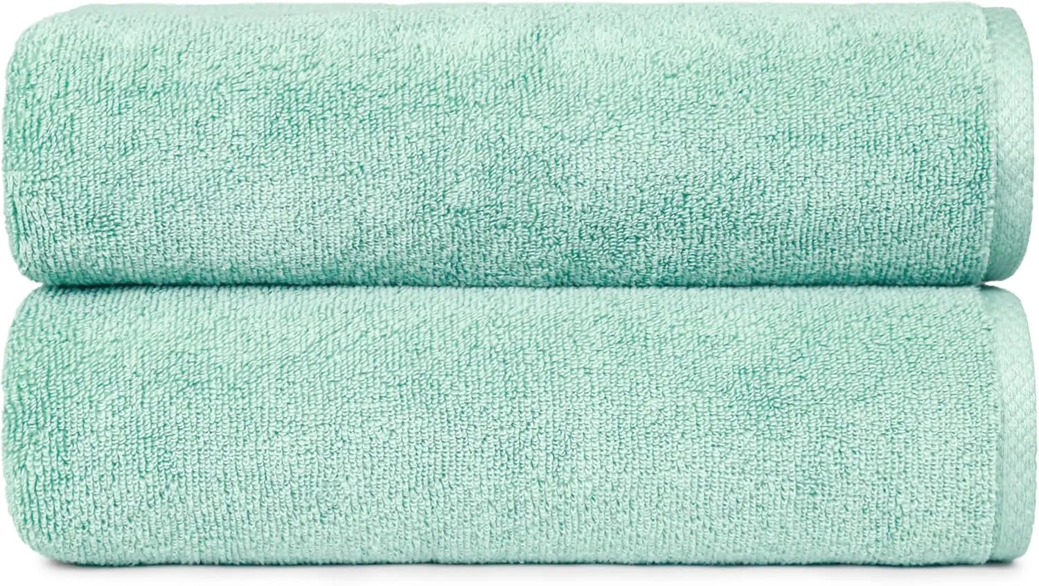 Amazon Basics 100% Cotton Quick-Dry Lightweight Moisture Absorbing Bath Towel, 2-Pack, Seafoam Green, 54" x 30"
