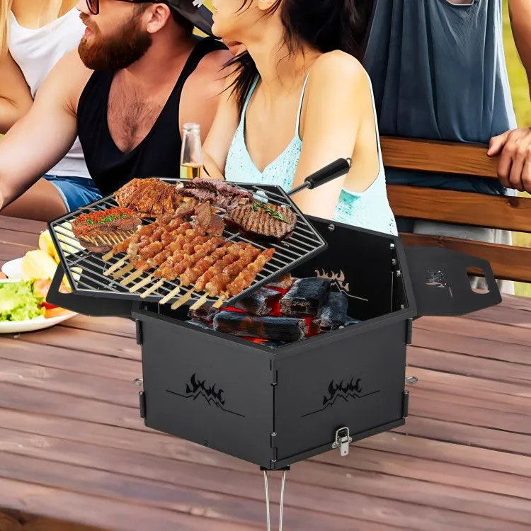 and Rotatable Charcoal Legs Comprehensive catalog Body Foldable Handles with Stove Portable with Grill Professional-grade
