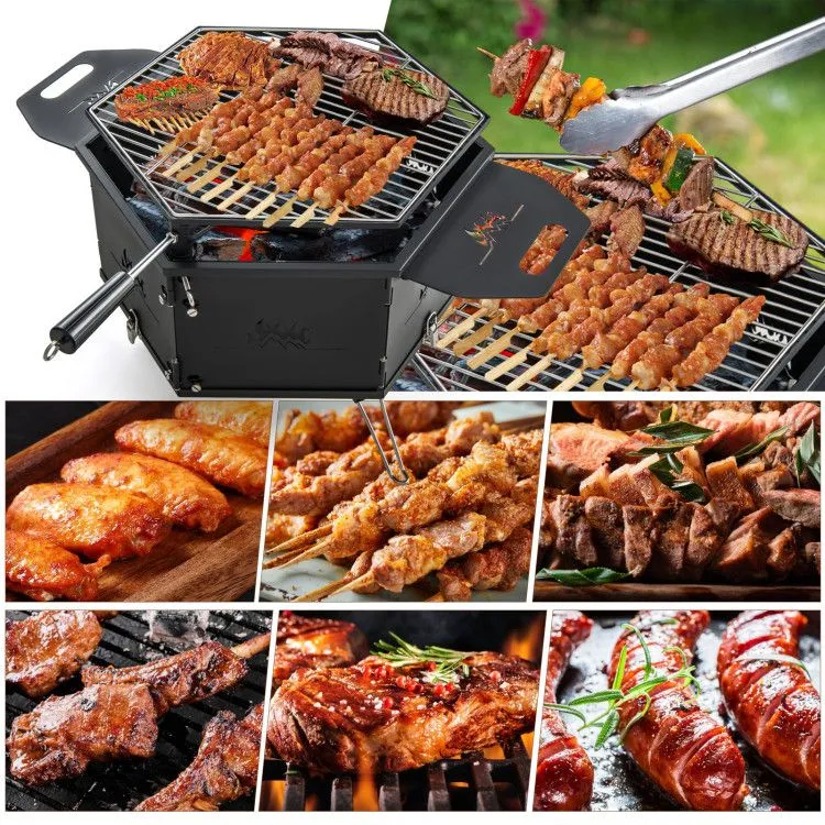 and Rotatable Charcoal Legs Comprehensive catalog Body Foldable Handles with Stove Portable with Grill Professional-grade