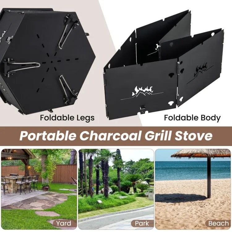 and Rotatable Charcoal Legs Comprehensive catalog Body Foldable Handles with Stove Portable with Grill Professional-grade