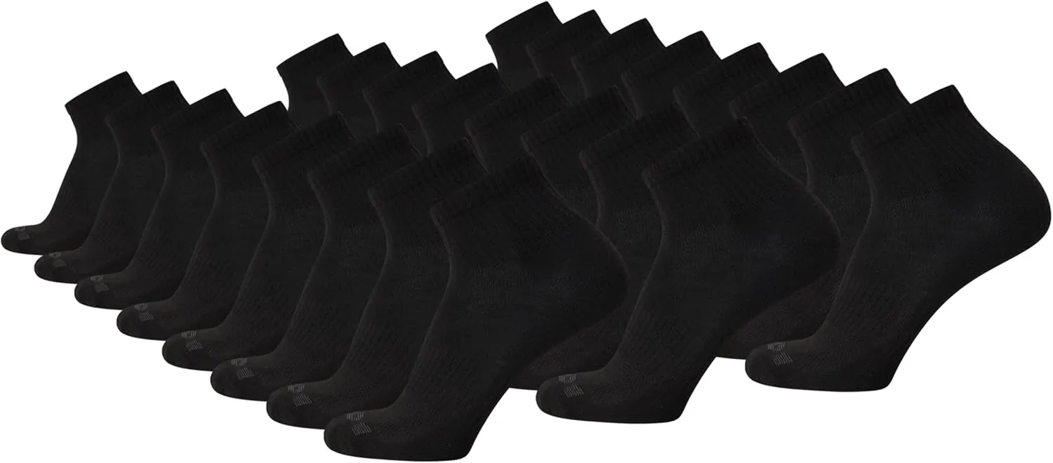 AND1 Men's Socks - PROPLATINUM Lightweight Quarter Cut Socks (24 Pack)