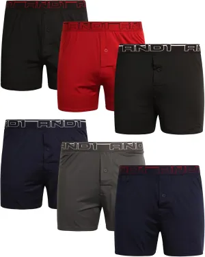 AND1 Men's Underwear Boxer Briefs - 6 Pack Lightweight Classic Knit Performance Boxers for Men with Button Fly Pouch (S-3XL)