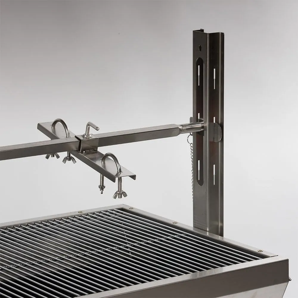 Ash & Ember 25W Stainless Steel BBQ Rotisserie Grill, 4 RPM Rotation Speed, Rated 125 LB for Large Game, Portable Electric Outdoor Roaster with Dual Prongs, Single Leg Bracket, and Spine Fork
