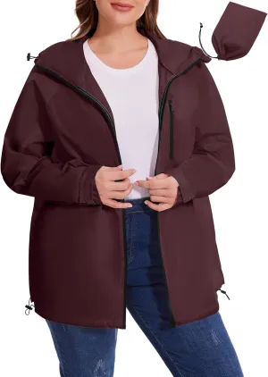 Avoogue Plus Size Raincoat for Women Rain Jacket Womens Waterproof with Hood Lightweight Windbreaker