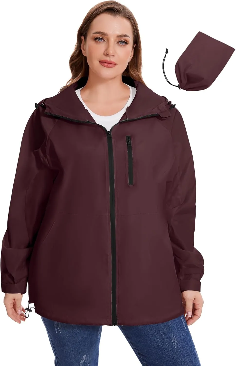 Avoogue Plus Size Raincoat for Women Rain Jacket Womens Waterproof with Hood Lightweight Windbreaker