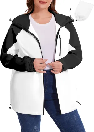 Avoogue Plus Size Raincoat for Women Rain Jacket Womens Waterproof with Hood Lightweight Windbreaker