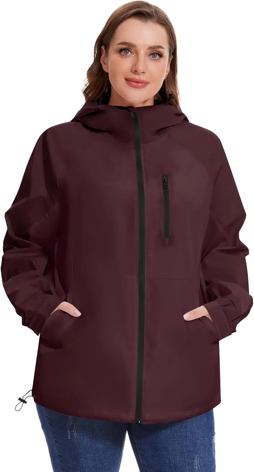 Avoogue Plus Size Raincoat for Women Rain Jacket Womens Waterproof with Hood Lightweight Windbreaker