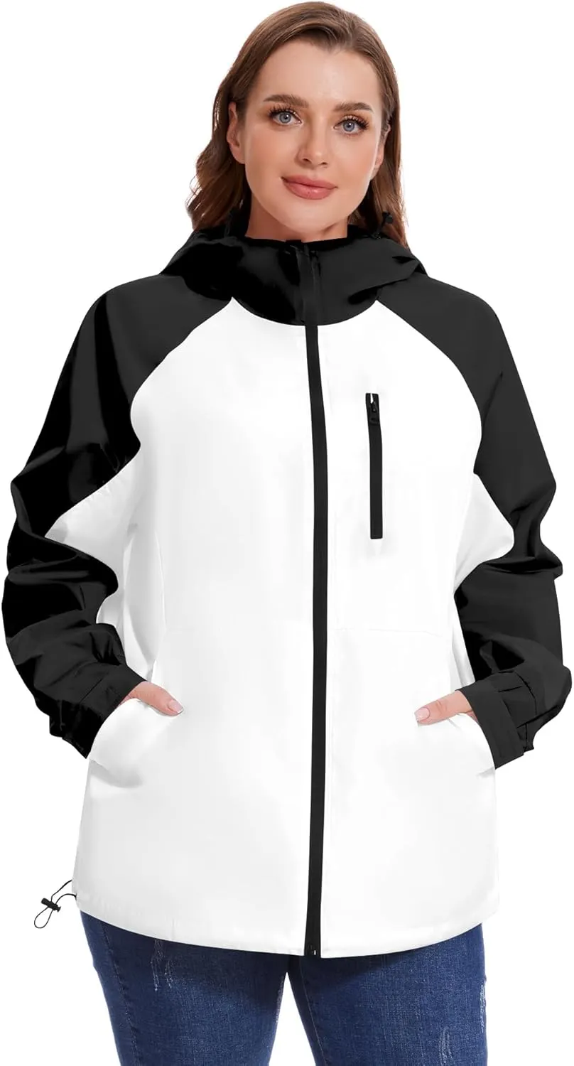 Avoogue Plus Size Raincoat for Women Rain Jacket Womens Waterproof with Hood Lightweight Windbreaker