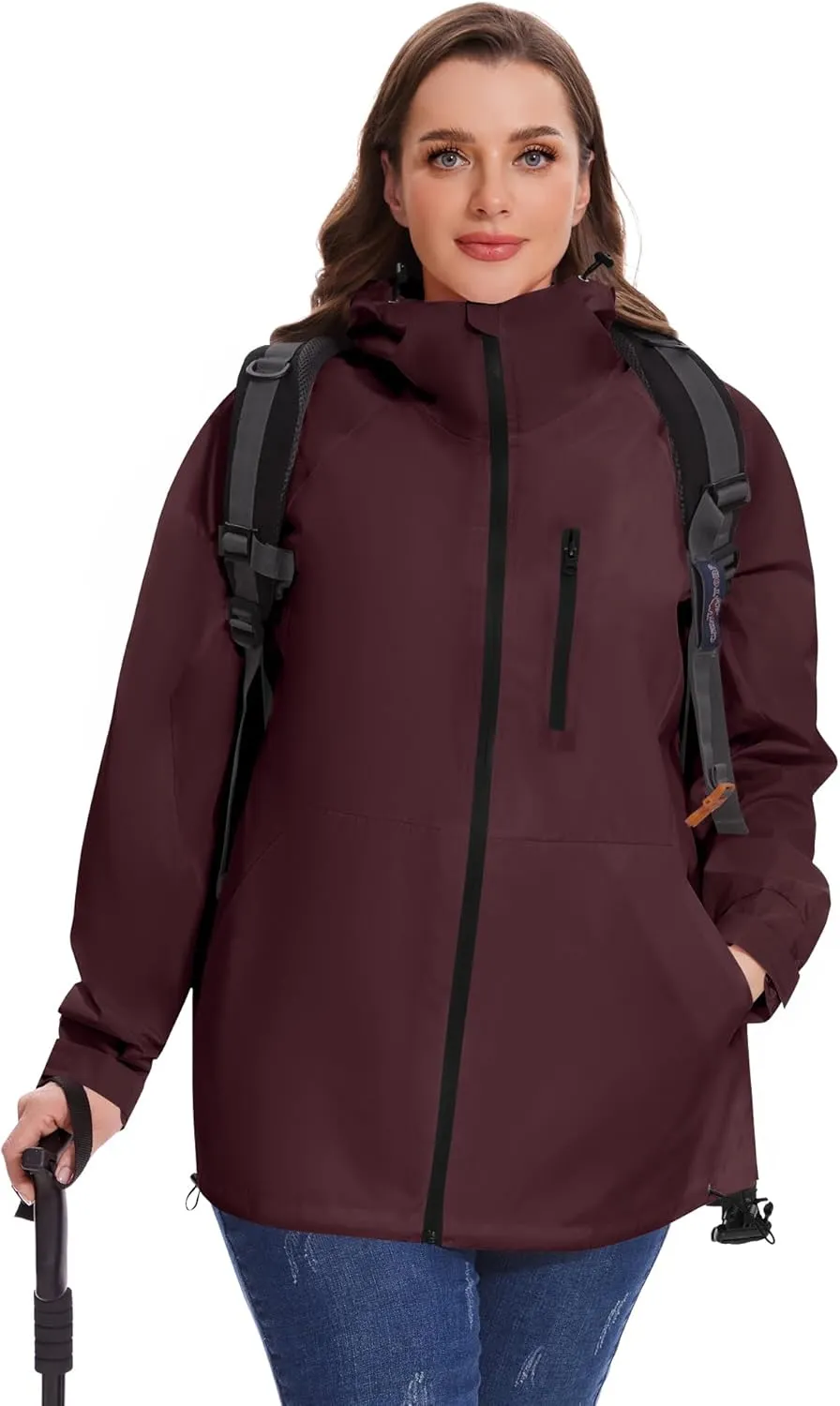 Avoogue Plus Size Raincoat for Women Rain Jacket Womens Waterproof with Hood Lightweight Windbreaker