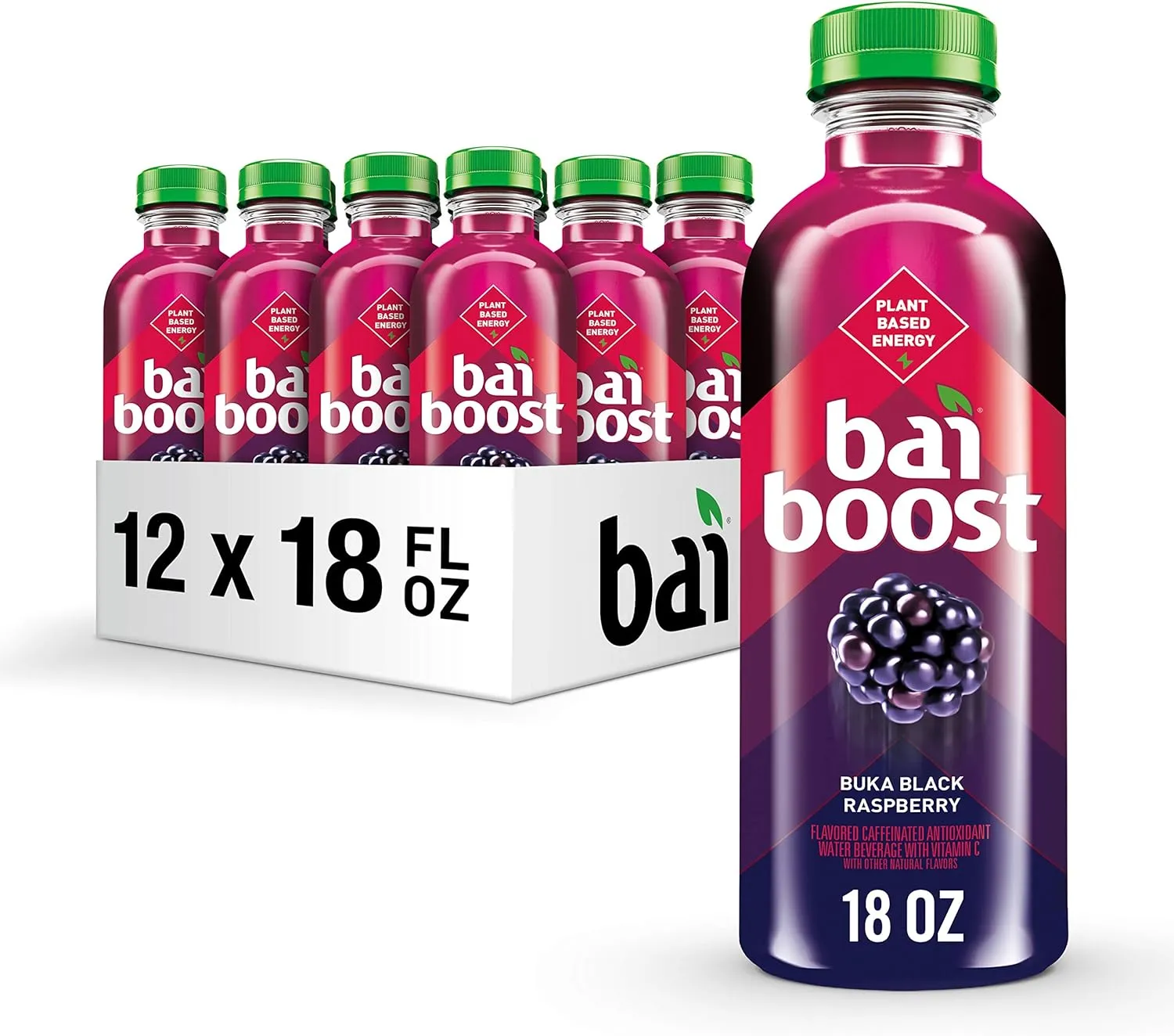Bai Boost Buka Black Raspberry, Antioxidant Infused Beverage, 18 fl oz bottle (Pack of 12)