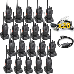 BAOFENG BF-888S Walkie Talkies Rechargeable Handheld Two Way Radios with Security Headphones (Pack of 20)