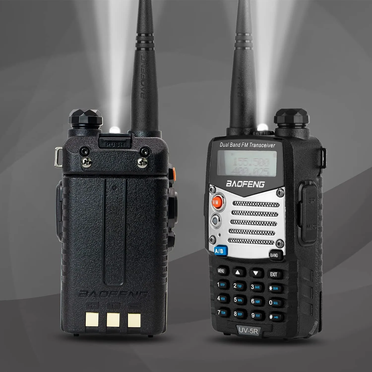 BAOFENG UV-5R 8W Ham Radio Handheld Dual Band 2-Way with an Extra 3800mAh Battery with BAOFENG Hand Mic and Programming Cable