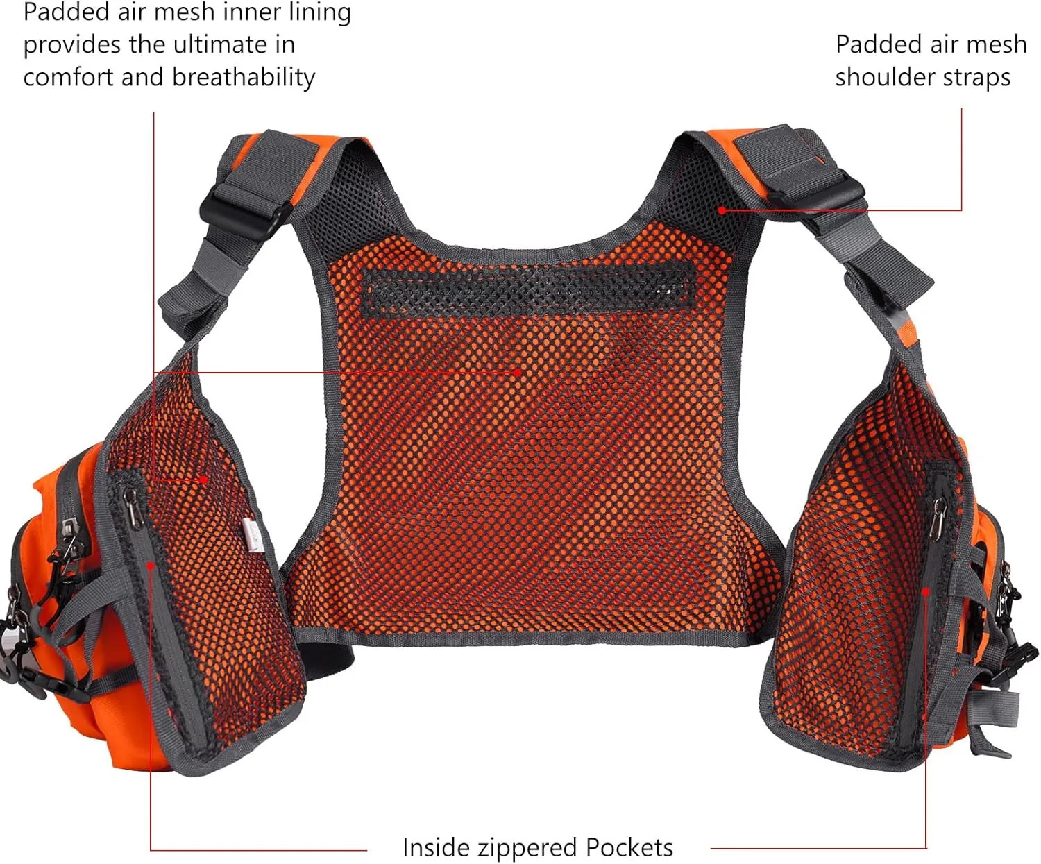 BASSDASH FV08 Ultra Lightweight Fly Fishing Vest for Men and Women Portable Chest Pack One Size Fits Most