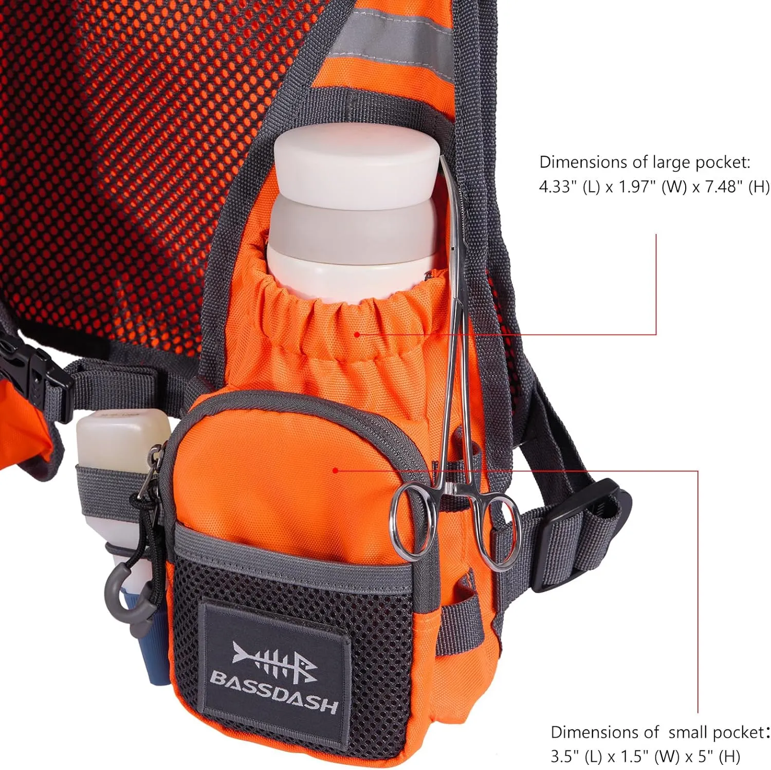 BASSDASH FV08 Ultra Lightweight Fly Fishing Vest for Men and Women Portable Chest Pack One Size Fits Most