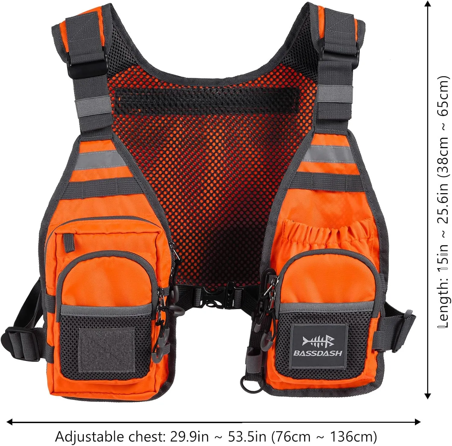 BASSDASH FV08 Ultra Lightweight Fly Fishing Vest for Men and Women Portable Chest Pack One Size Fits Most
