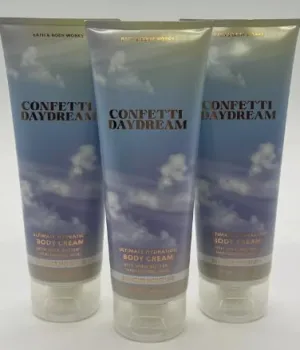 Bath & Body [3 Pack] BODY CREAM 24 Hour Moisture 8 oz / 226 g (Packaging may vary) (Full Size, CONFETTI DAYDREAM)