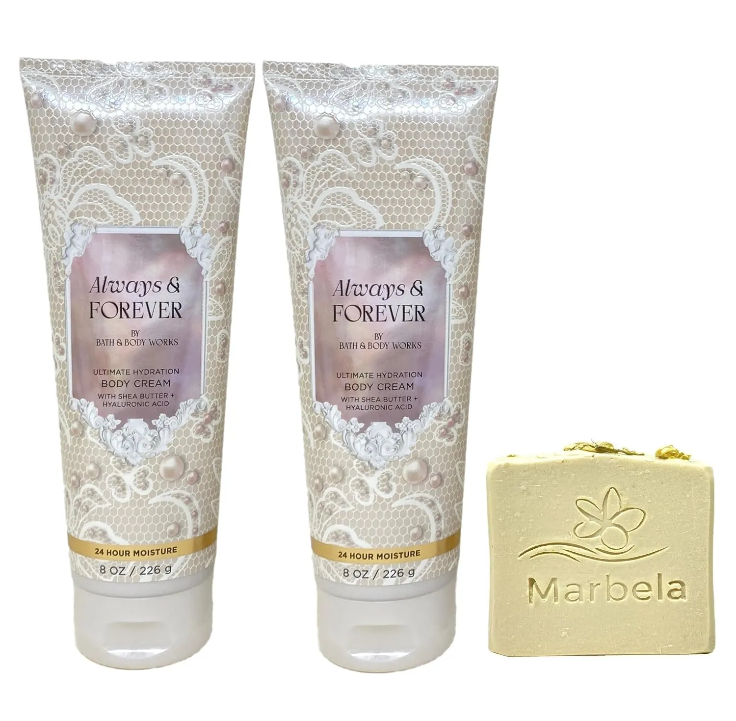 Bath & Body Works Always & Forever 2 Pack Body Cream Bundle with a Wild Jasmine Bar Soap - Full Size
