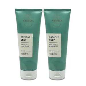 Bath & Body Works - Aromatherapy - Breathe Deep Eucalyptus & Lavender - Ultimate Hydration Body Cream - Pack of 2-8oz