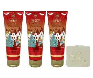 Bath & Body Works Bright Christmas Morning 3 Pack Ultimate Hydration Body Cream Set with a Natural Oats Bar Soap - Full Size
