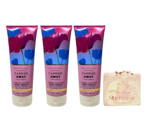 Bath & Body Works Carried Away 3 Pack Ultimate Hydration Body Cream Bundle with a Himalayan Salts Springs Bar Soap - Full Size