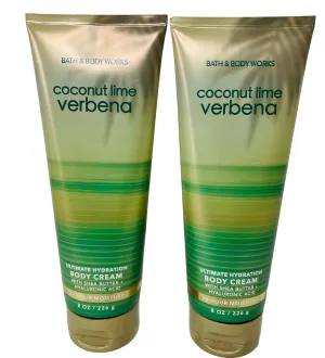 Bath & Body Works Coconut Lime Verbena Ultimate Hydration Body Cream 8 Ounces Pack of 2
