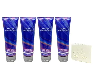 Bath & Body Works Secret Wonderland 4 Pack Body Cream Bundle with a Natural Oats Sample Soap