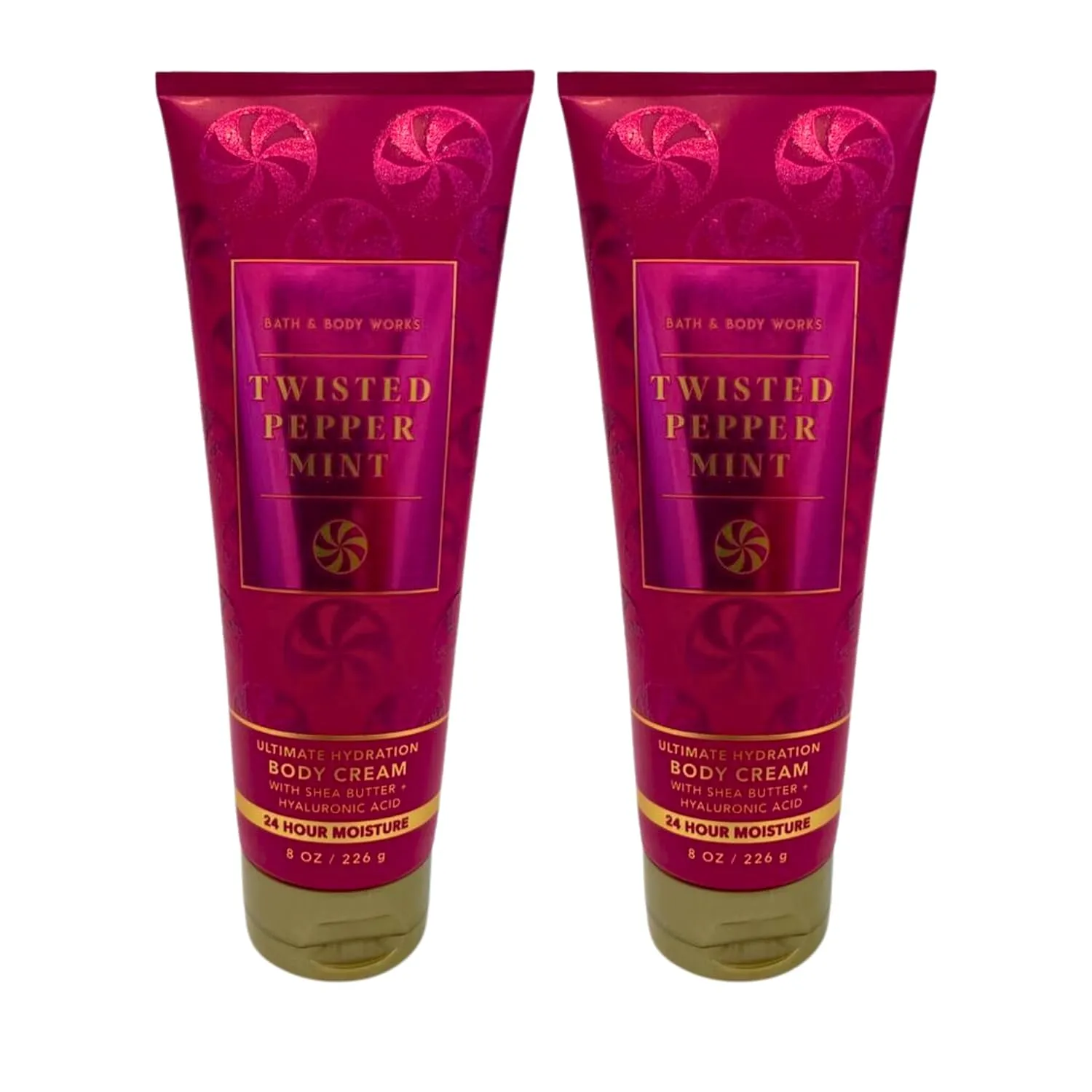 Bath & Body Works Ultra Shea Body Cream, 8oz Each, Pack of 2 (Twisted Peppermint)