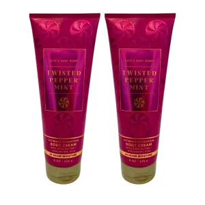 Bath & Body Works Ultra Shea Body Cream, 8oz Each, Pack of 2 (Twisted Peppermint)