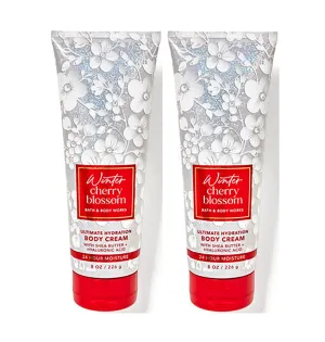Bath & Body Works Winter Cherry Blossom Ultimate Hydration Body Cream For Women 8 Fl Oz 2- Pack (Winter Cherry Blossom) 16.0 Ounce