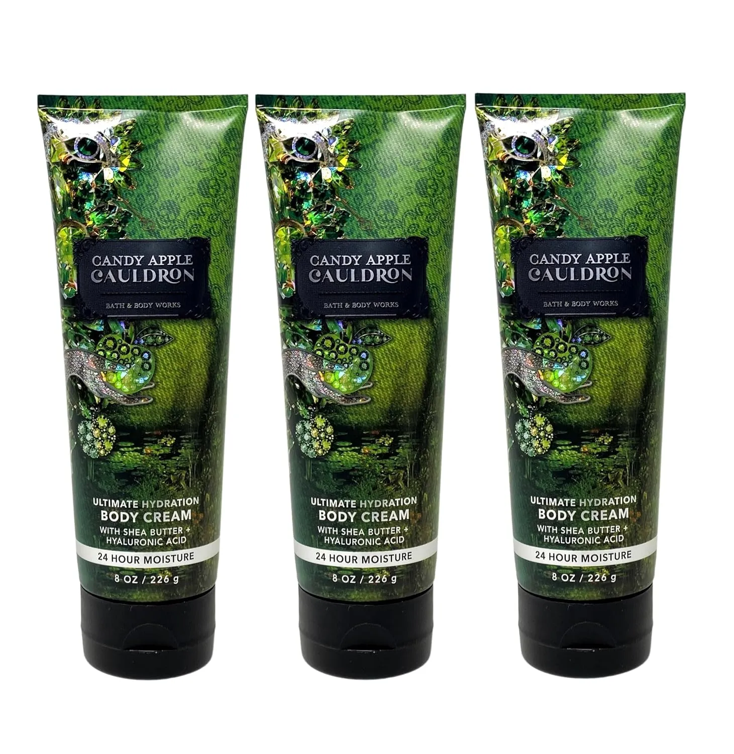 Bath and Body Work Candy Apple Cauldron 3 Pack Ultimate Hydration Body Cream Bundle - Full Size