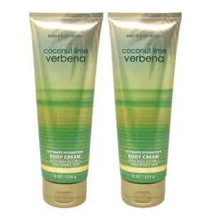 Bath and Body Work Coconut Lime Verbena 2 Pack Ultimate Hydration Body Cream Bundle - Full Size