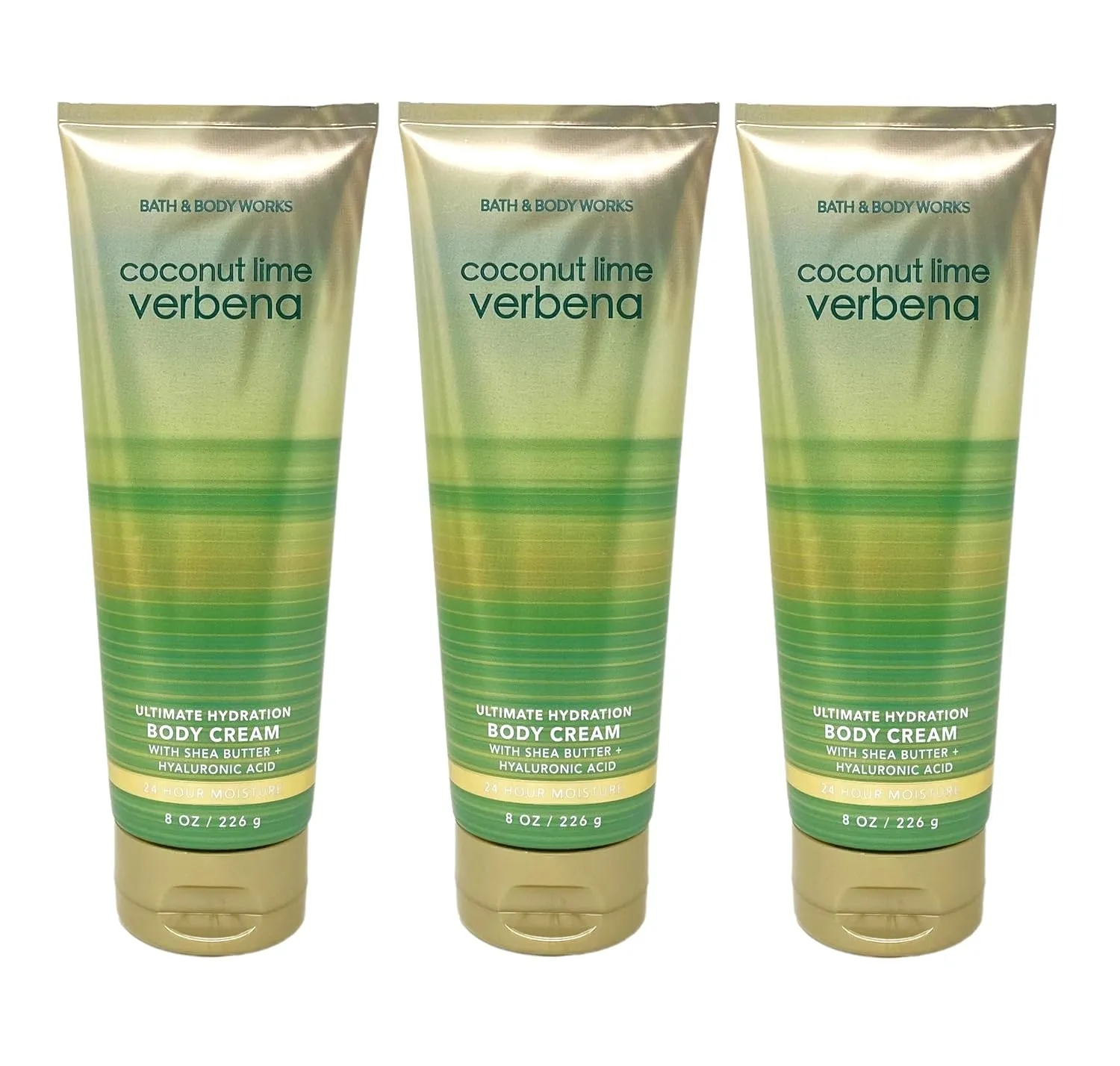 Bath and Body Work Coconut Lime Verbena 3 Pack Ultimate Hydration Body Cream Bundle - Full Size