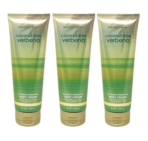Bath and Body Work Coconut Lime Verbena 3 Pack Ultimate Hydration Body Cream Bundle - Full Size