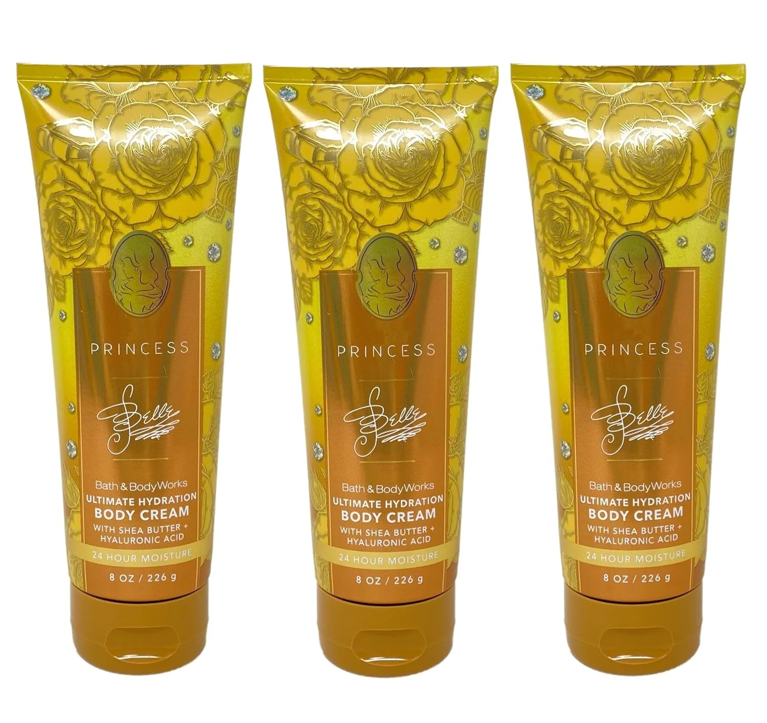 Bath and Body Work Limited Edition Princess Collection Belle 3 Pack Body Cream Bundle - Full Size